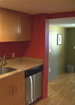 Kitchen view of East Boston home's main living area